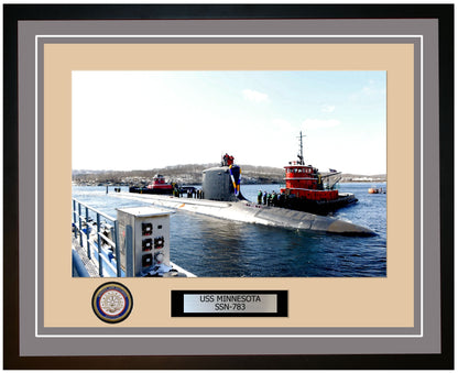 USS Minnesota SSN-783 Framed Navy Ship Photo Grey