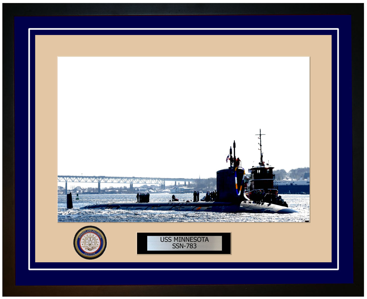 USS Minnesota SSN-783 Framed Navy Ship Photo Blue