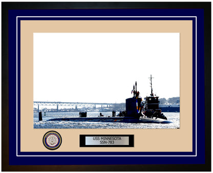 USS Minnesota SSN-783 Framed Navy Ship Photo Blue
