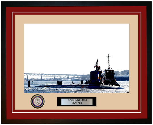 USS Minnesota SSN-783 Framed Navy Ship Photo Burgundy