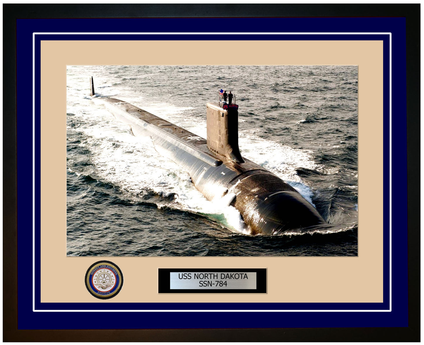 USS North Dakota SSN-784 Framed Navy Ship Photo Blue