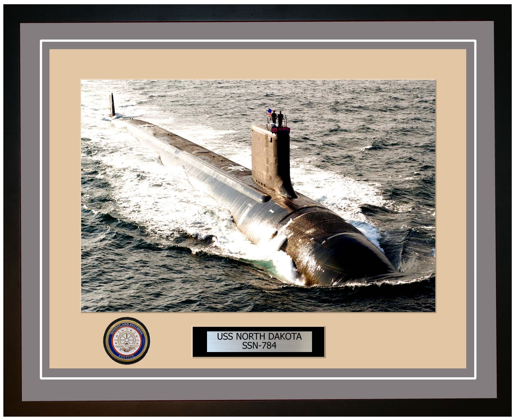 USS North Dakota SSN-784 Framed Navy Ship Photo Grey