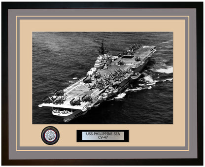 USS PHILIPPINE SEA CV-47 Framed Navy Ship Photo Grey