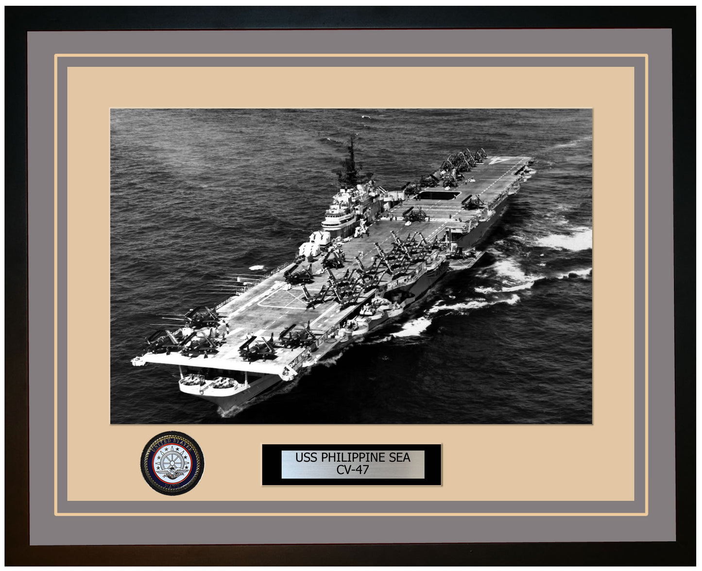 USS PHILIPPINE SEA CV-47 Framed Navy Ship Photo Grey