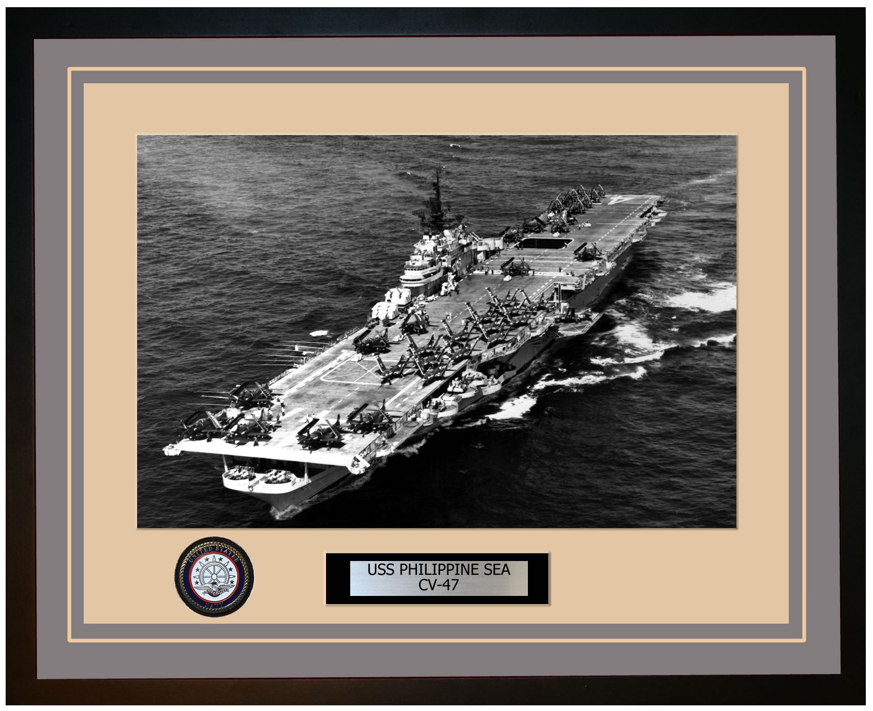 USS PHILIPPINE SEA CV-47 Framed Navy Ship Photo Grey