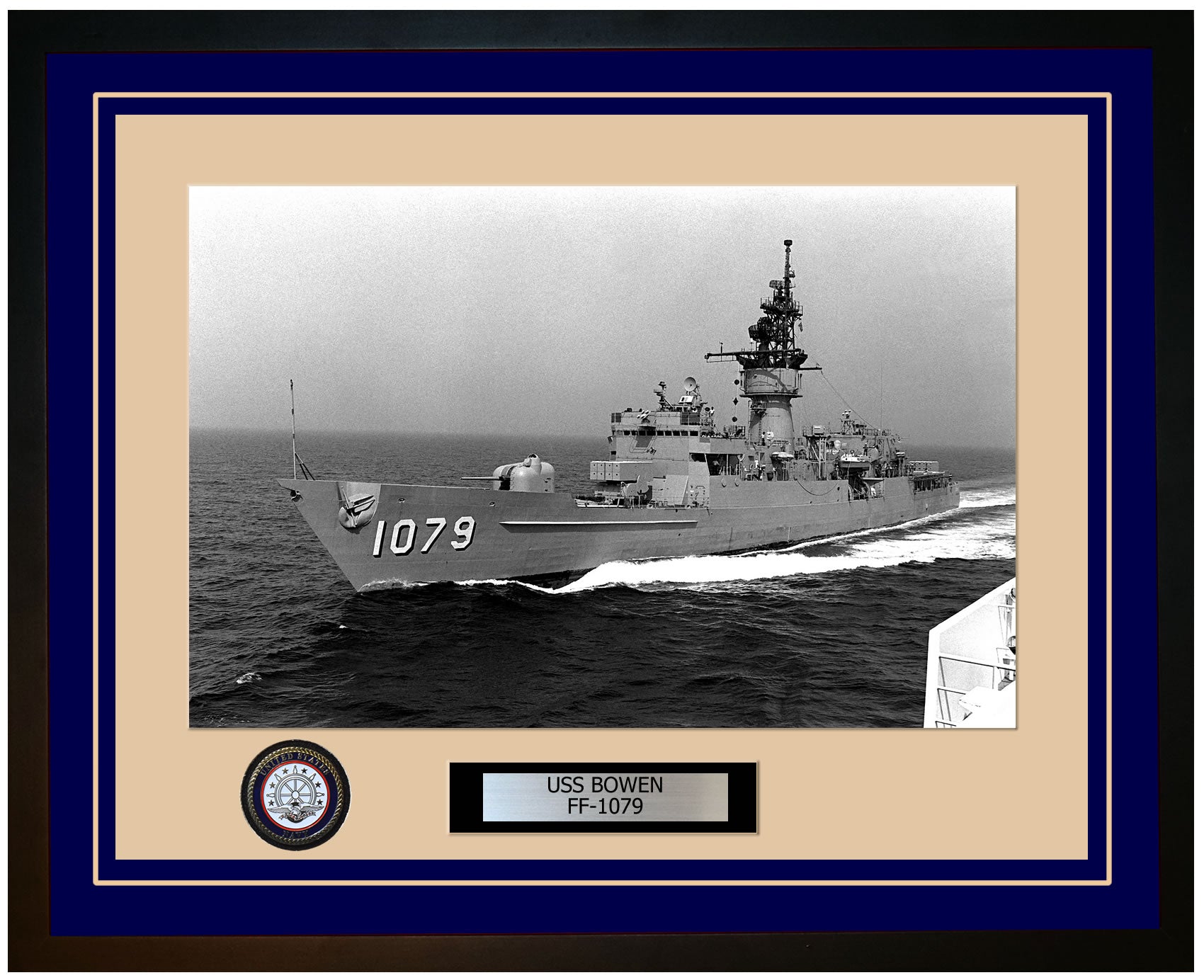 USS BOWEN FF-1079 Framed Navy Ship Photo Blue