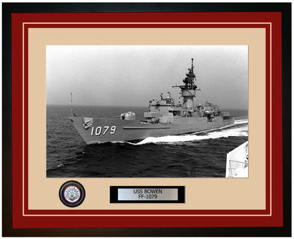 USS BOWEN FF-1079 Framed Navy Ship Photo Burgundy