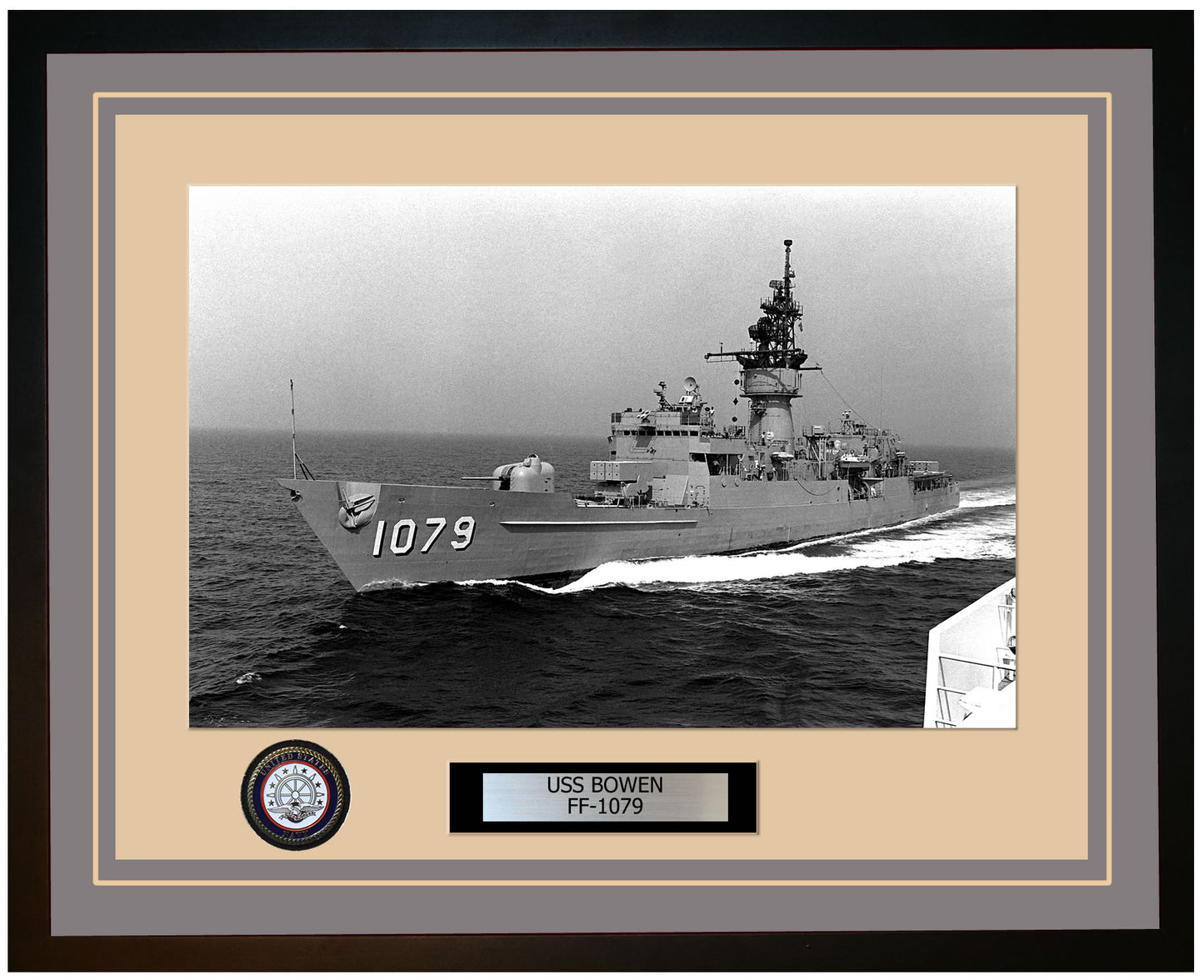USS BOWEN FF-1079 Framed Navy Ship Photo Grey