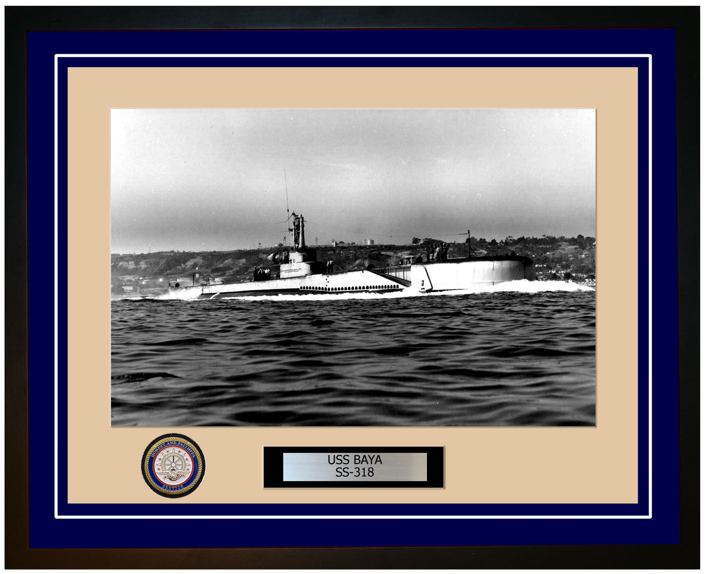 USS Baya SS-318 Framed Navy Ship Photo Blue