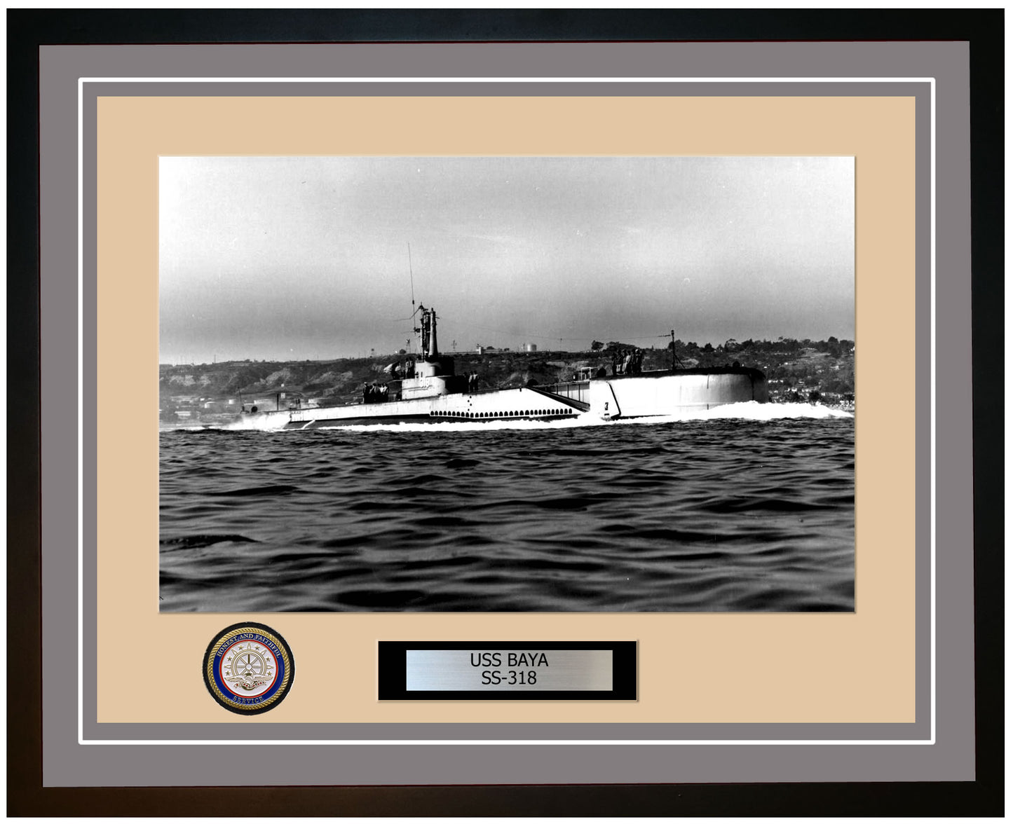 USS Baya SS-318 Framed Navy Ship Photo Grey