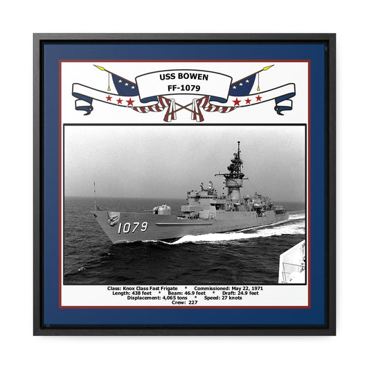 USS Bowen FF-1079 Navy Floating Frame Photo Front View