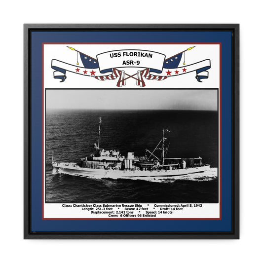 USS Florikan ASR-9 Navy Floating Frame Photo Front View