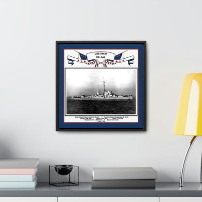 USS Inch DE-146 Navy Floating Frame Photo Desk View