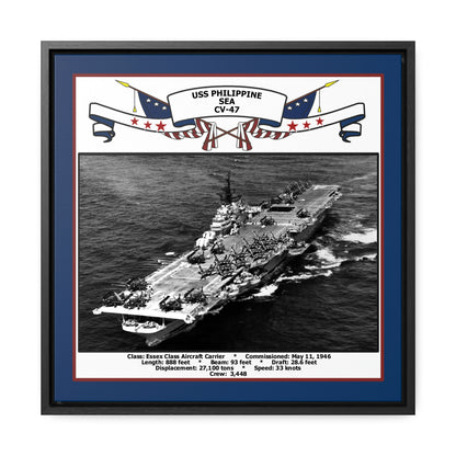USS Philippine Sea CV-47 Navy Floating Frame Photo Front View