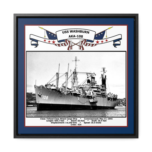 USS Washburn AKA-108 Navy Floating Frame Photo Front View