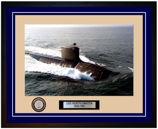 USS North Dakota SSN-784 Framed Navy Ship Photo Blue