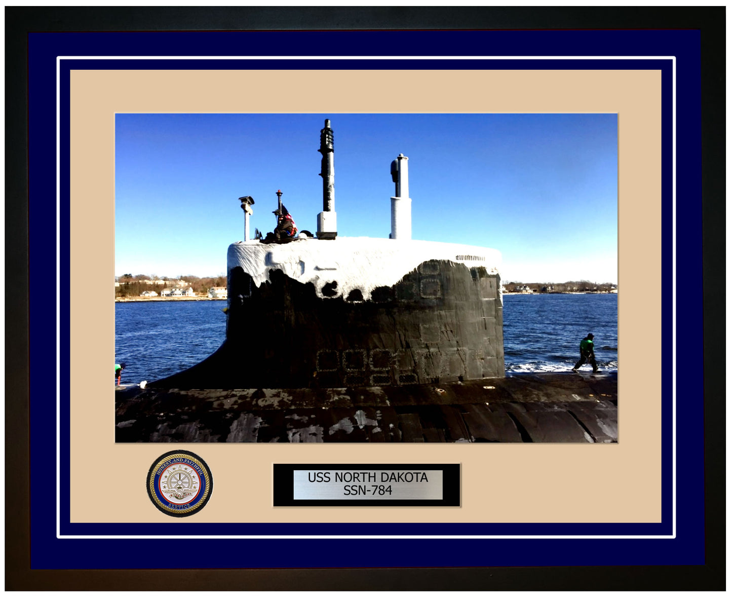 USS North Dakota SSN-784 Framed Navy Ship Photo Blue