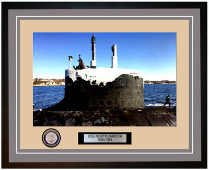 USS North Dakota SSN-784 Framed Navy Ship Photo Grey