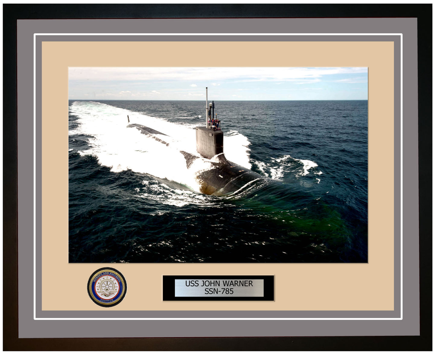 USS John Warner SSN-785 Framed Navy Ship Photo Grey