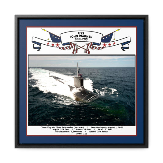 USS John Warner SSN-785 Navy Floating Frame Photo Front View