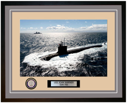 USS John Warner SSN-785 Framed Navy Ship Photo Grey