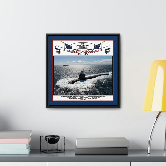 USS John Warner SSN-785 Navy Floating Frame Photo Desk View