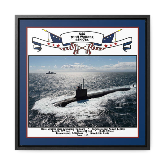 USS John Warner SSN-785 Navy Floating Frame Photo Front View