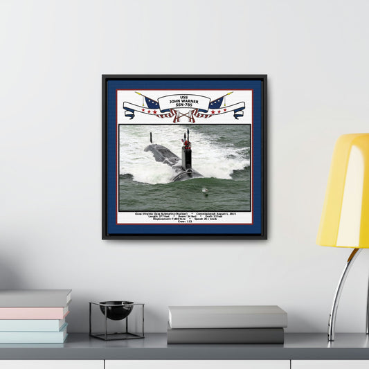 USS John Warner SSN-785 Navy Floating Frame Photo Desk View