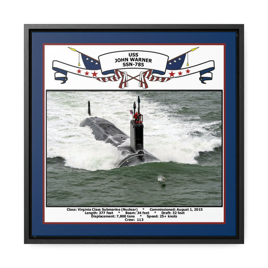 USS John Warner SSN-785 Navy Floating Frame Photo Front View