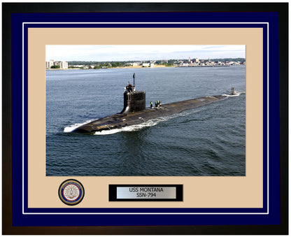 USS Montana SSN-794 Framed Navy Ship Photo Blue