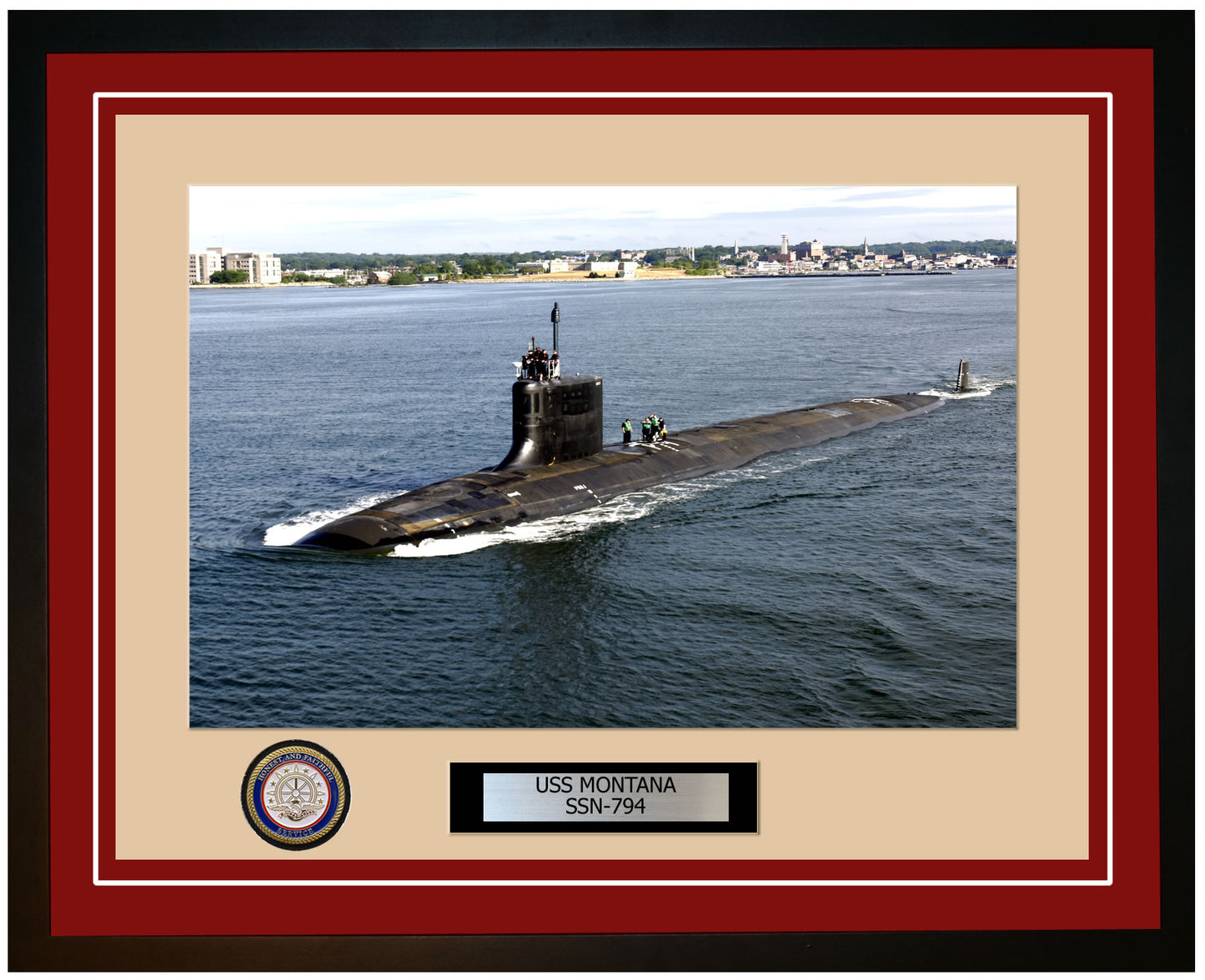 USS Montana SSN-794 Framed Navy Ship Photo Burgundy