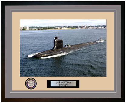USS Montana SSN-794 Framed Navy Ship Photo Grey