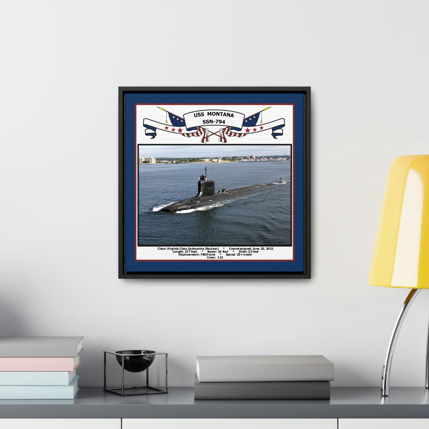 USS Montana SSN-794 Navy Floating Frame Photo Desk View