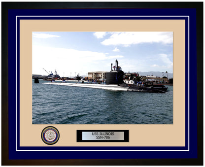 USS Illinois SSN-786 Framed Navy Ship Photo Blue