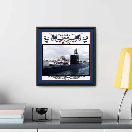 USS Illinois SSN-786 Navy Floating Frame Photo Desk View