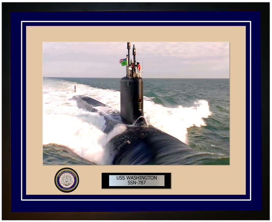 USS Washington SSN-787 Framed Navy Ship Photo Blue
