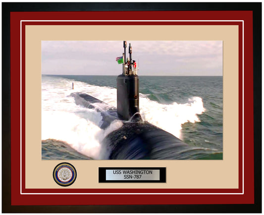 USS Washington SSN-787 Framed Navy Ship Photo Burgundy