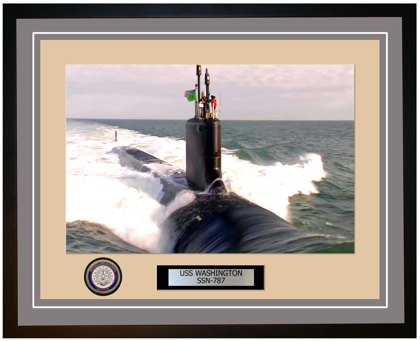 USS Washington SSN-787 Framed Navy Ship Photo Grey
