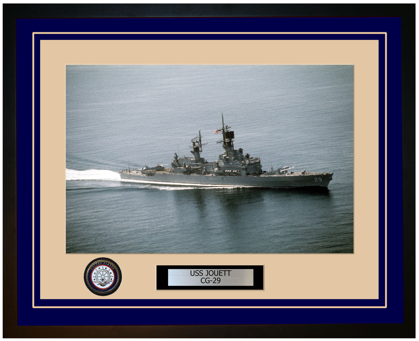 USS JOUETT CG-29 Framed Navy Ship Photo Blue
