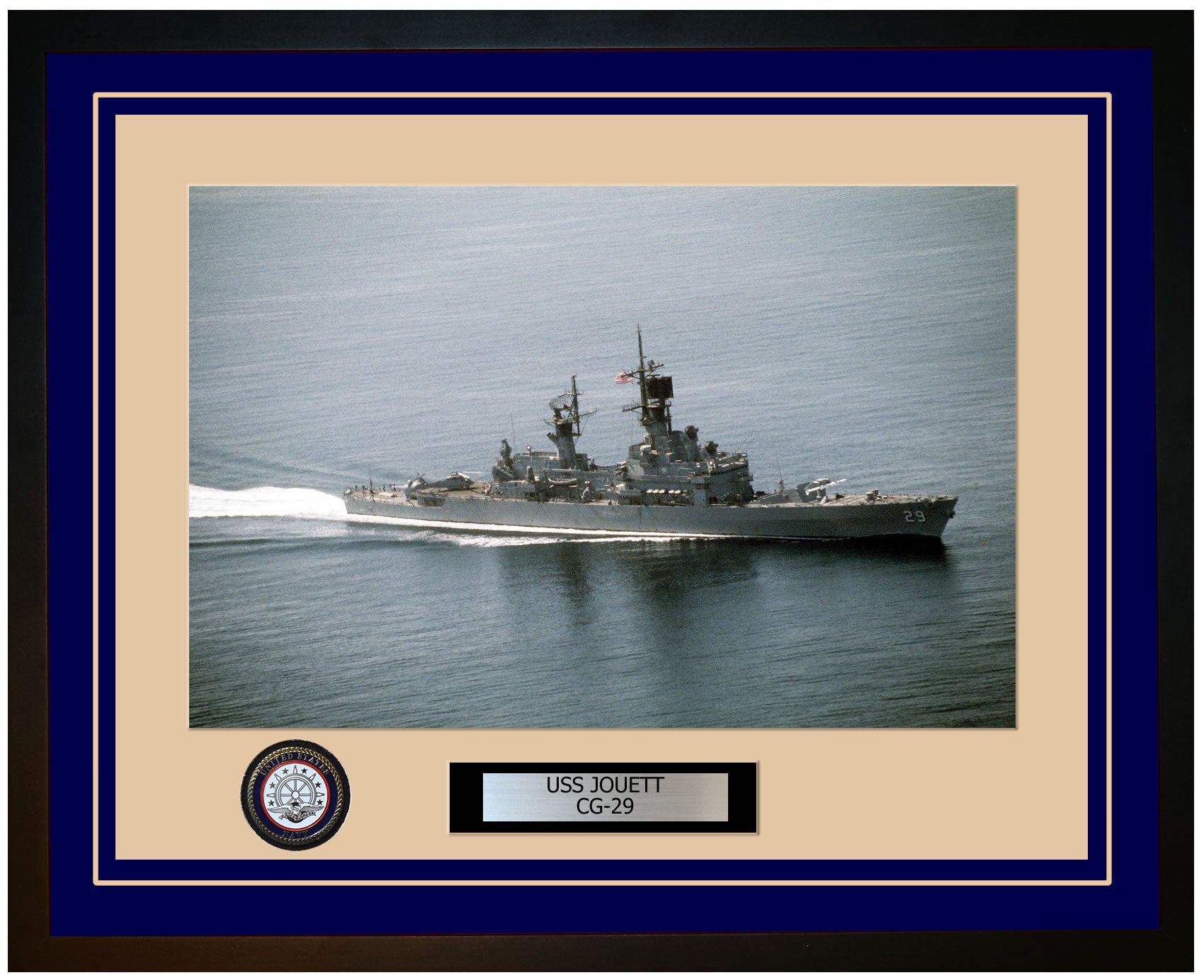 USS JOUETT CG-29 Framed Navy Ship Photo Blue