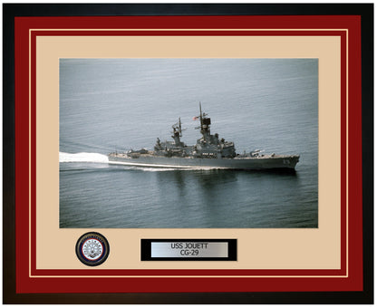 USS JOUETT CG-29 Framed Navy Ship Photo Burgundy