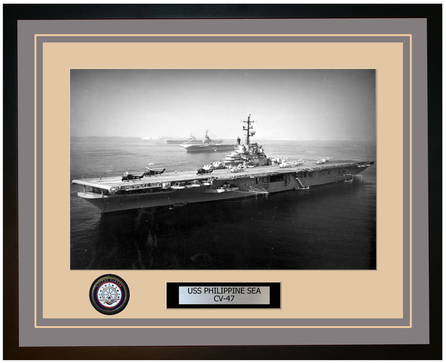 USS PHILIPPINE SEA CV-47 Framed Navy Ship Photo Grey