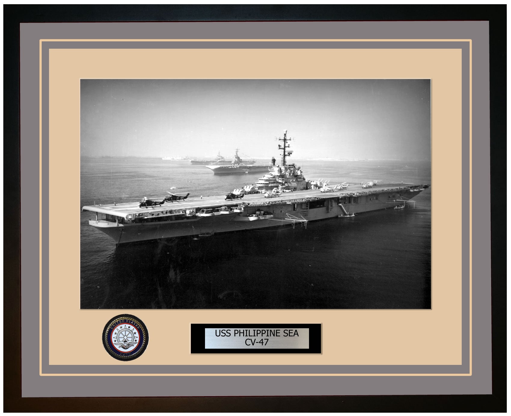 USS PHILIPPINE SEA CV-47 Framed Navy Ship Photo Grey
