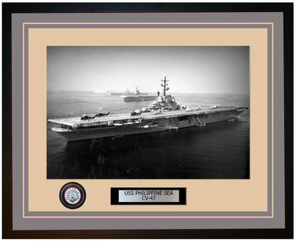 USS PHILIPPINE SEA CV-47 Framed Navy Ship Photo Grey
