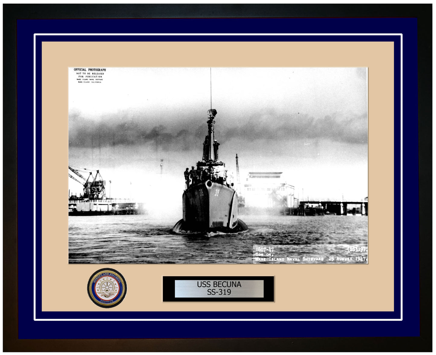 USS Becuna SS-319 Framed Navy Ship Photo Blue