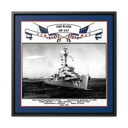 USS Blair DE-147 Navy Floating Frame Photo Front View