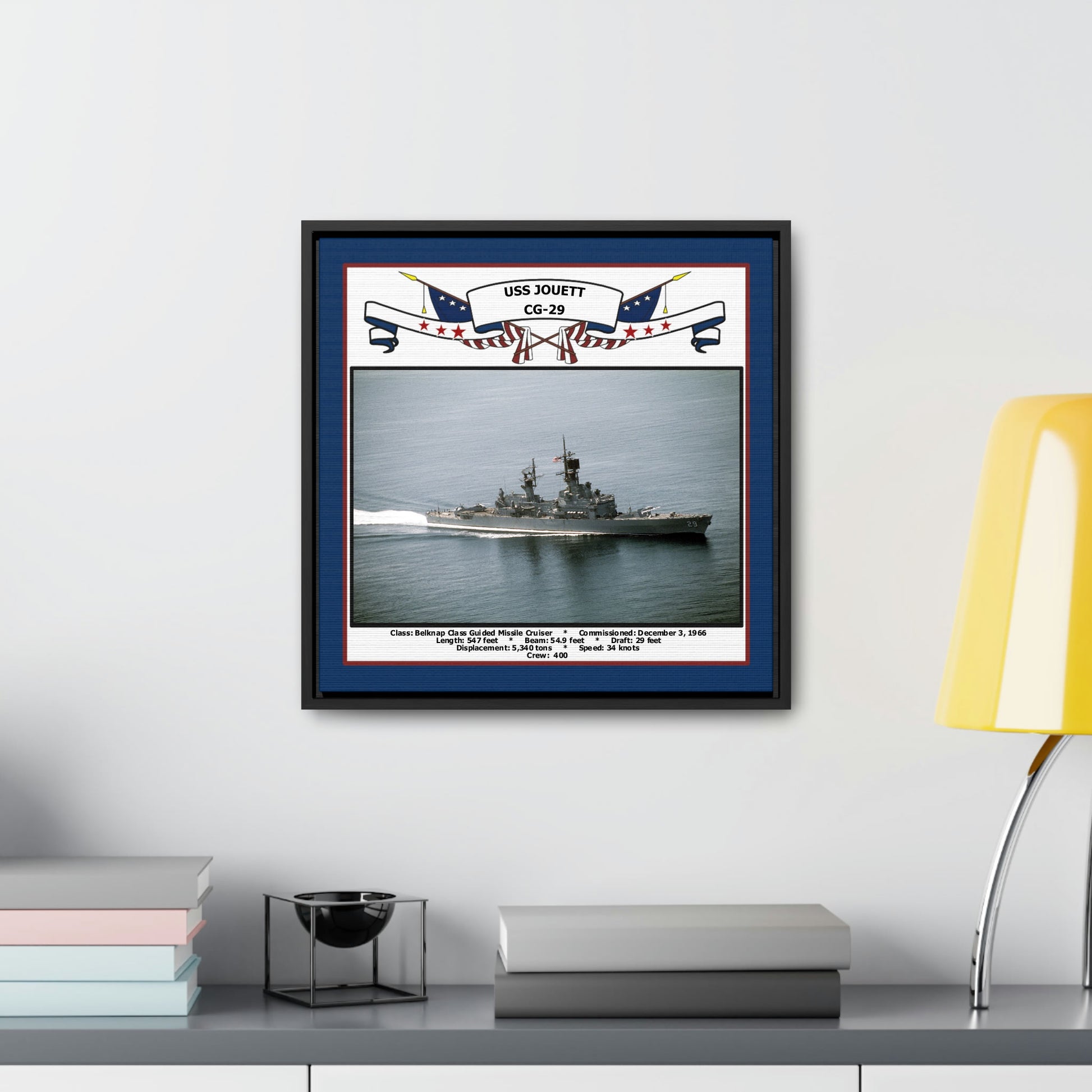 USS Jouett CG-29 Navy Floating Frame Photo Desk View