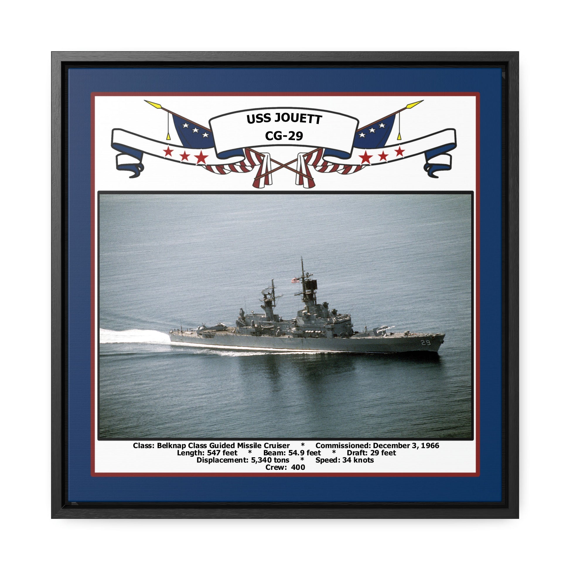 USS Jouett CG-29 Navy Floating Frame Photo Front View