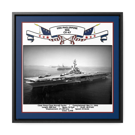 USS Philippine Sea CV-47 Navy Floating Frame Photo Front View