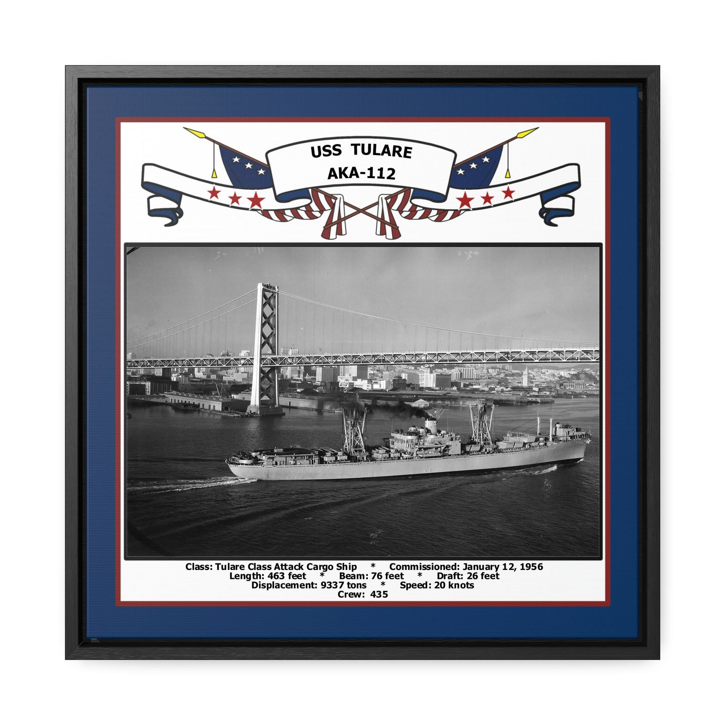 USS Tulare AKA-112 Navy Floating Frame Photo Front View